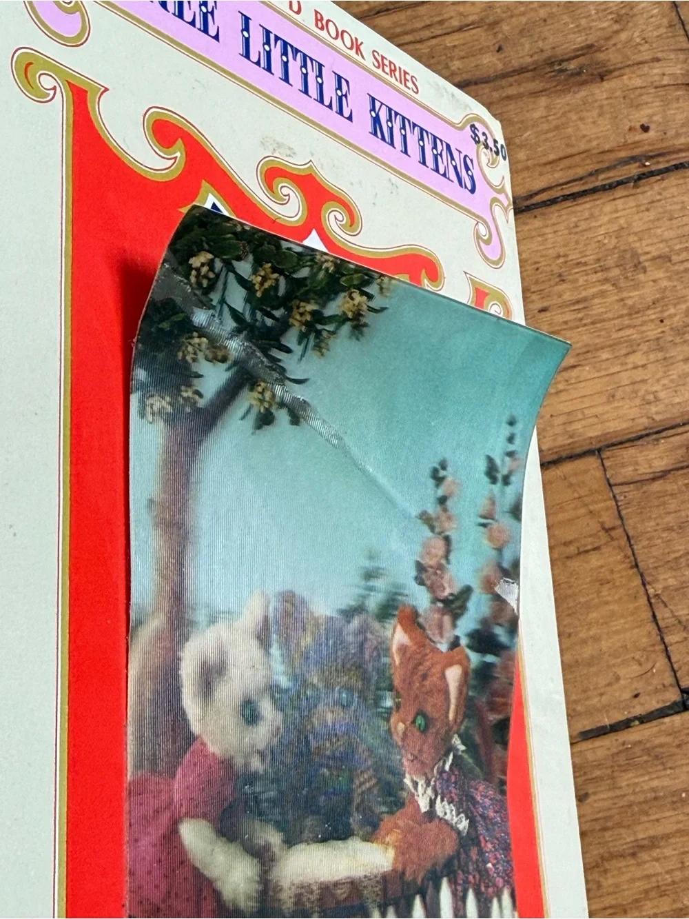 Vintage 1977 Three Little Kittens My Tiny 3-D Book Lenticular Cover Playmore